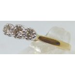 18ct gold 3 diamond ring, 2.