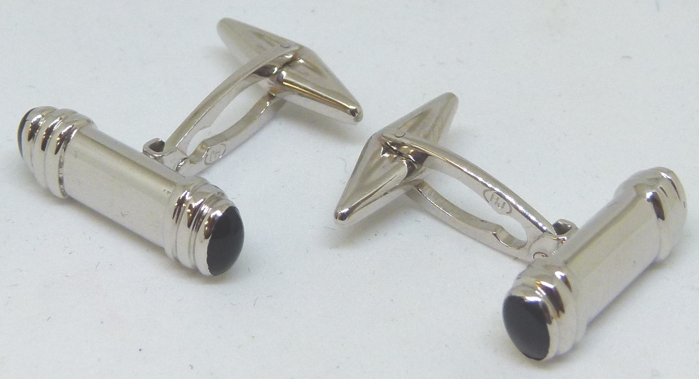 Pair of 18ct white gold sapphire set cufflinks, 8.