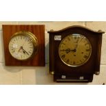 German Linden Westminster chiming wall clock with pendulum and key and a quartz brass bulk head
