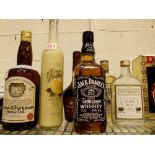 Six bottles of unopened spirits including Jack Daniels,