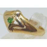 18ct yellow and white gold emerald solitaire ring,