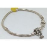 Sterling silver charm company charm bracelet with one sterling silver charm