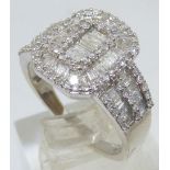 9ct white gold ring set with approximately 2.