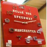 Belle-Vue Speedway glass wall clock