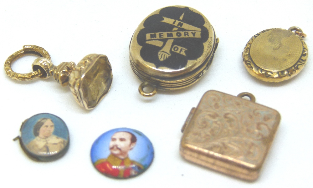 Yellow metal victorian lockets,