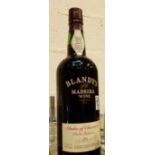 Unopened 70 cl bottle of Blandy's Madeira wine,