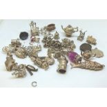 Box of presumed silver charms,