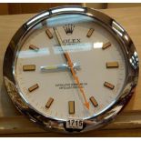 Dealer wall clock with sweeping second hand