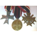 WWII group of three German medals, War Merit Cross 2nd Class,