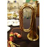 Brass army bugle with tassels