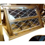 Priory style wall hanging dislpay cabinet with twin leaded glass doors,