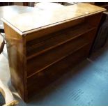 Large three shelf burr walnut open faced bookcase