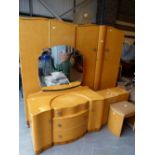 Birds Eye maple bedroom suite consisting of two wardrobes,