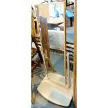 Modern beech framed full length mirror with matching base,