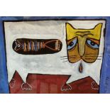 Painting of of abstract cat by VAS 97,