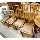 Two sets of four dining chairs