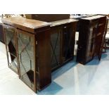 Three glazed door secretaire book cases,