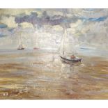 Original Jill Newhouse oil on board Mersey Regatta painting,