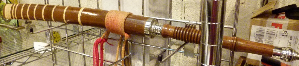 Thai hardwood handled sword, blade engra