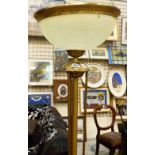 Large brass standard lamp and shade