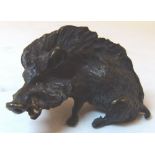 Bergman cold painted bronze boar, L: 4 c