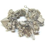 Sterling silver vintage charm bracelet f