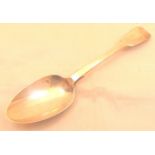 William IV hallmarked fiddleback silver desert spoon, assay London 1830, maker WE,