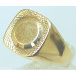 9ct gold vintage 1975 solid signet ring,