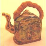 Imari palette Oriental teapot with bamboo effect handle