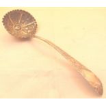 Irish hallmarked silver sauce ladle, 46g, assay Dublin 1804,