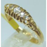 18ct gold antique five stone diamond ring,