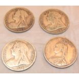 Four Victoria half crowns 1894,