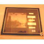 House of Commons framed print bearing signatures of Prime Ministers Douglas Hulme, Ted Heath,