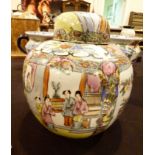 Chinese large famille rose lidded ginger jar,