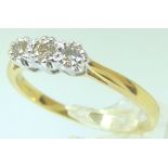 18ct gold 3 diamond ring, 2.