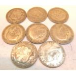 Eight George V half crowns,