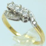 Three stone diamond ring, 18ct gold, size M, 2.