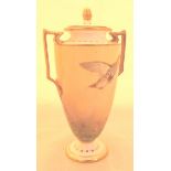 Minton hand painted partridge lidded vase,