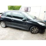 Black Peugeot 207, two door hatchback, manual gear box, no keys or log book.