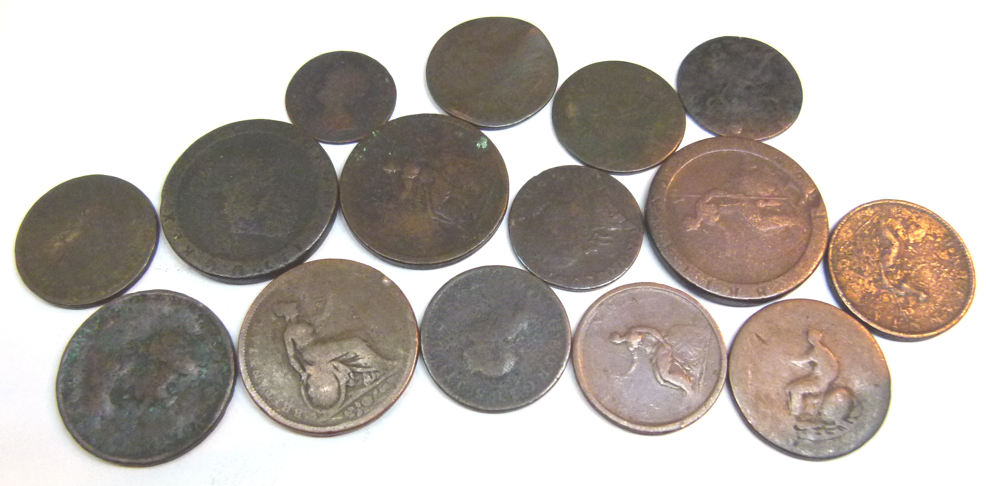 Box of mixed Georgian pennies and halfpennies