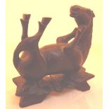 Antique hardwood carved horse,