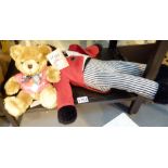 24" Golly doll with red jacket and striped trousers and a Bare T bear from the Queen Mary II