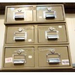 Six metal office drawers in pairs of two