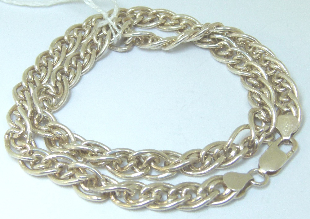 Sterling silver fancy double link chain,