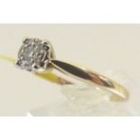 9ct gold diamond halo ring,