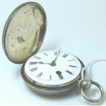Hallmarked silver full hunter front key wind pocket watch with fusee movement no 9903