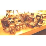 Large collection of silver plated tea ware