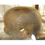 WW2 German paratrooper helmet with original lining and strapping,