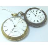 Hallmarked silver gentlemans fob watch and a nickel cased fob watch