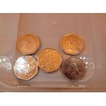 Four Beatrix Potter fifty pence pieces,